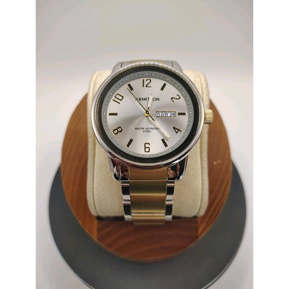 Armitron 40mm Day Date Mens Quartz Watch Two-Tone Stainless Steel‎ 50Meter WR - Picture 1 of 14